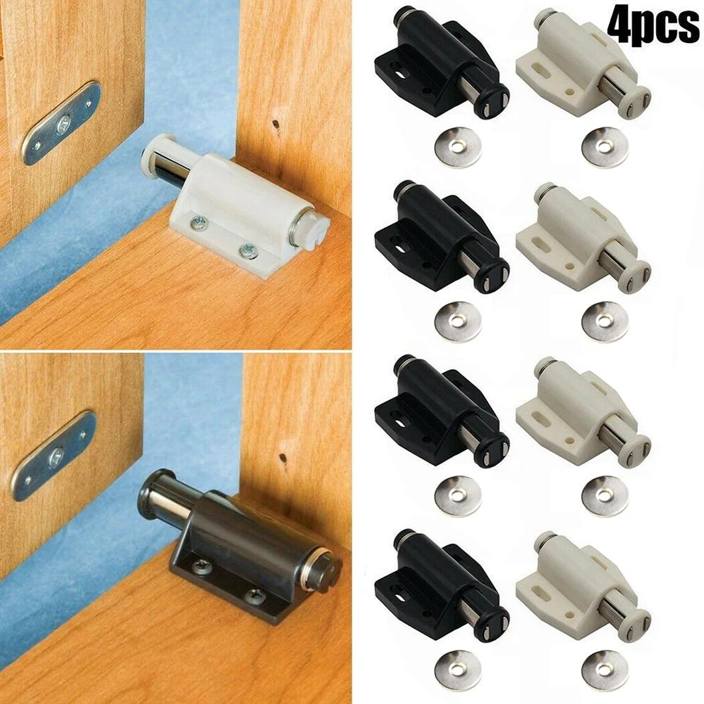 Push To Open Touch Latch Wardrobes Bathroom 4pcs/set ABS Easy To Use Magnetic White/Black Accessories Cabinet Doors Cupboard