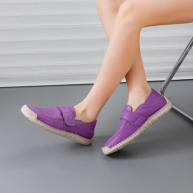 Women's Loafers Summer Pink Moccasins Casual Wide Head Purple Walking Shoes Plus Size