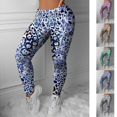 Damskie różowe nadruki tekstury Elastyczne legginsy do jogi Fitness Running Gym Sports Active Spodnie