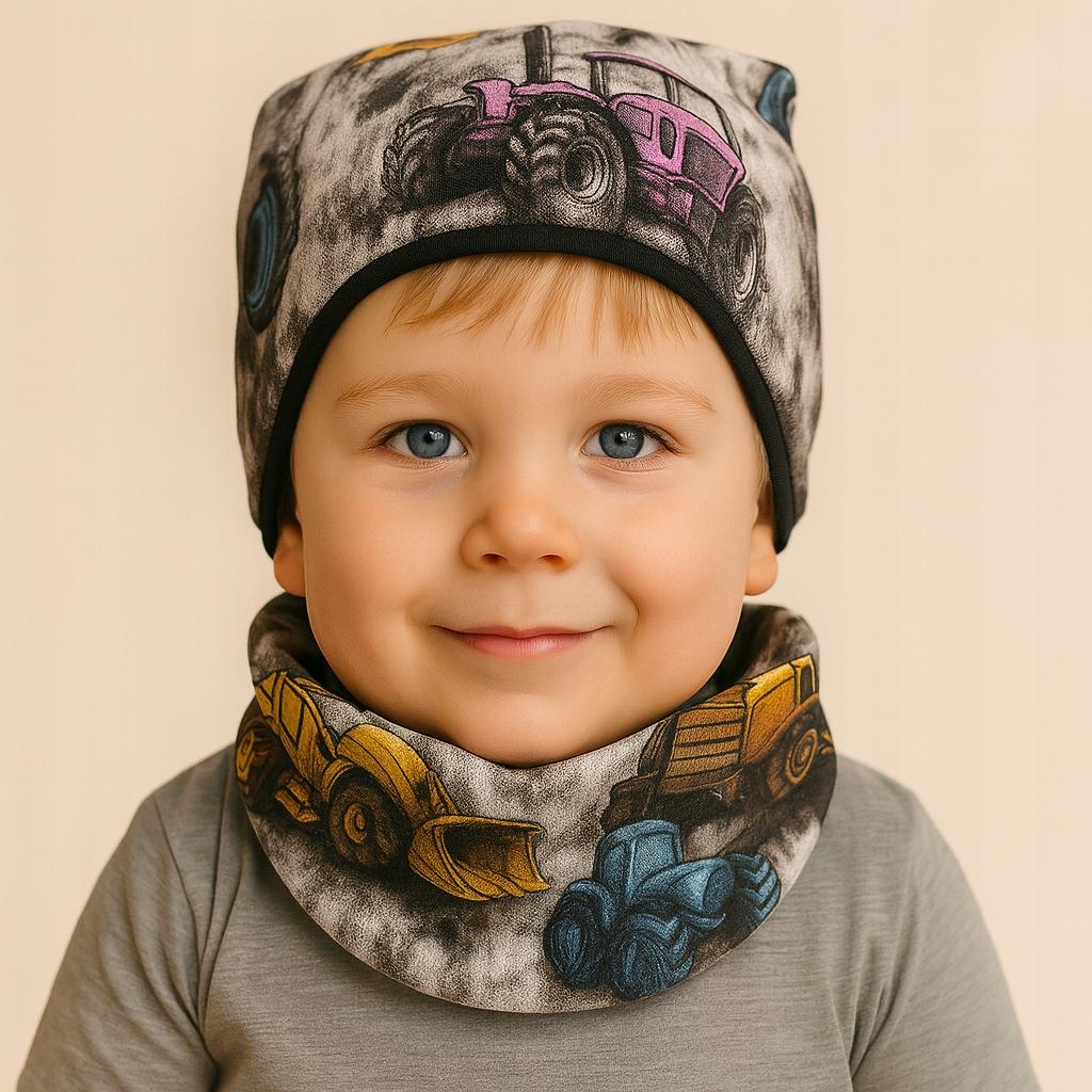 Comple Bambino Cappello+Scaldacollo 92-104 Per Ragazzo 46-50 Autunno Con Trattorini