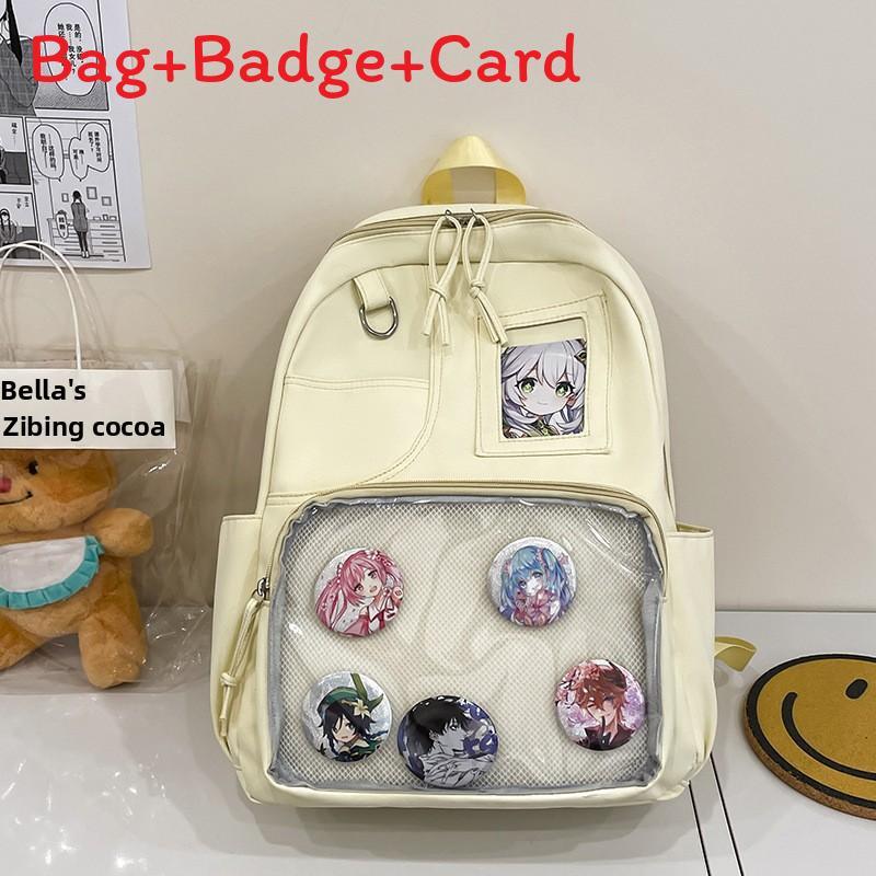 Nylon Large Capacity College Style Backpack With Design For Girls Student Commuting