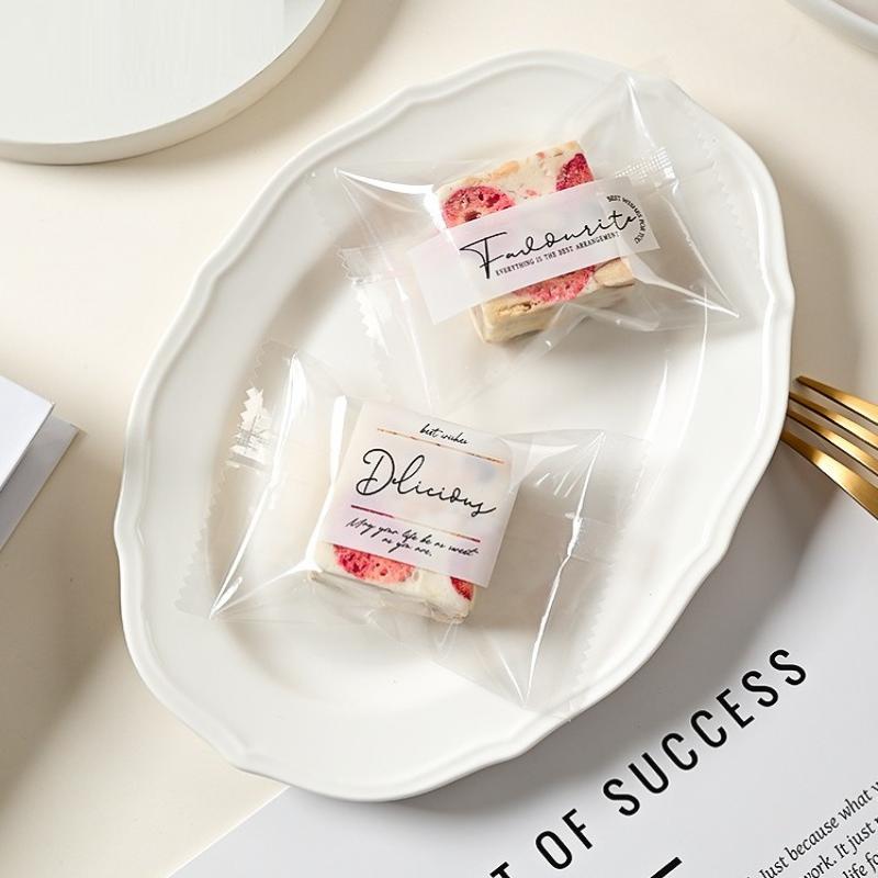 100 Pcs Snowflake Crisp Packaging Flower Tea Biscuits Nougat Machine Sealed Transparent Bags Gift Packing Machine Sealing Bags