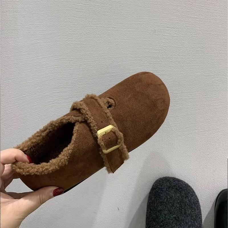 Retro Flat-bottomed Woolen All-inclusive Velvet Women's Autumn and Winter New Warm Cotton Shoes