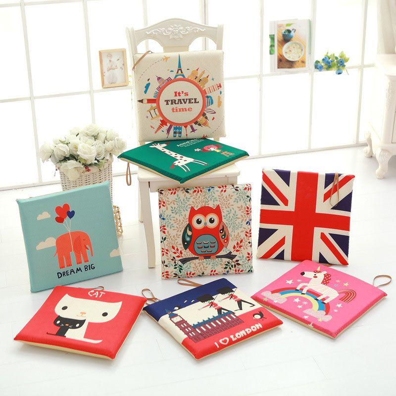 Cartoon-Muster Memory-Schaum Quadratische Stuhlkissen mit abnehmbarem waschbarem Bezug