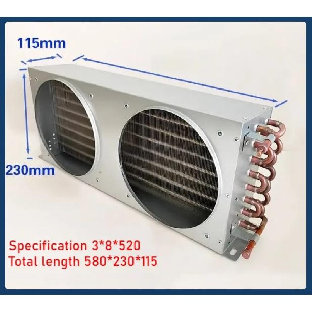 520*115*230mm Condenser Double Air Outlet Double Fan Radiator Air Water Cooling Evaporator Freezer Refrigerator
