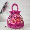 High Quality Top Handle Lace Flower Bag Lace Embroidery Bucket Drawstring Cloth Bag Dacron Women's Handbag
