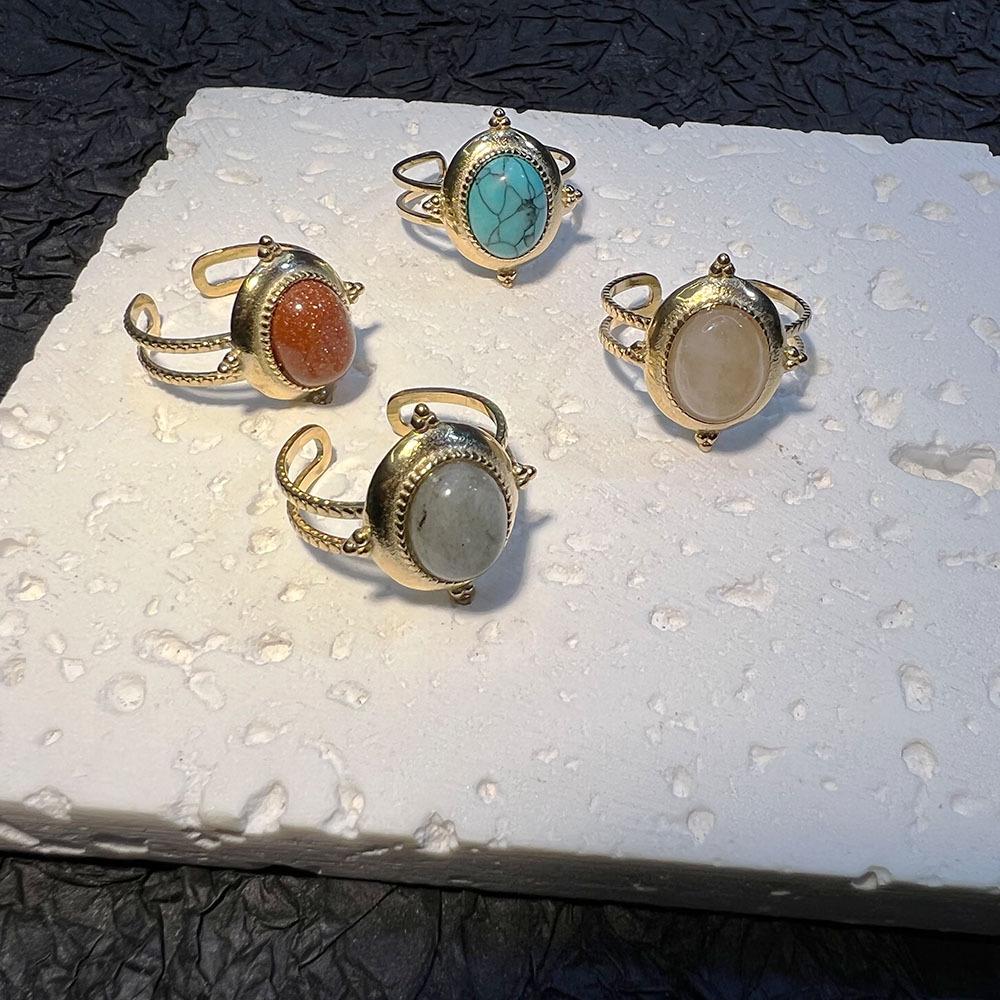 Niche Design Vintage Ring: High-End, Fade-Resistant, Natural Stone, Cross-Border Hot Seller