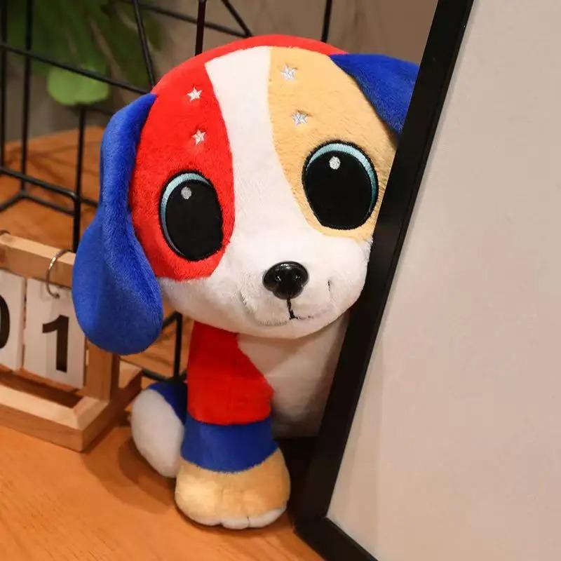 Nejnovější americká vlajka Sedící pes Panenka Kawaii Plyšová hračka Postavička Kreslený Anime Roztomilý Děti Narozeniny Svátek Dárek Panenka
