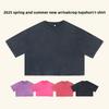 Streetwear Cotton Crop Top Tshirt For Women With Loose Fit And Retro Wash Effect