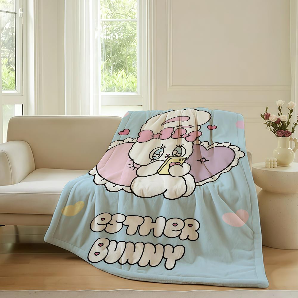 Cartoon cute E-ESTHER B-BUNNY Blanket For Sofa Office Bed Plane Travel Sleep Read Relax Camping Soft And Warm