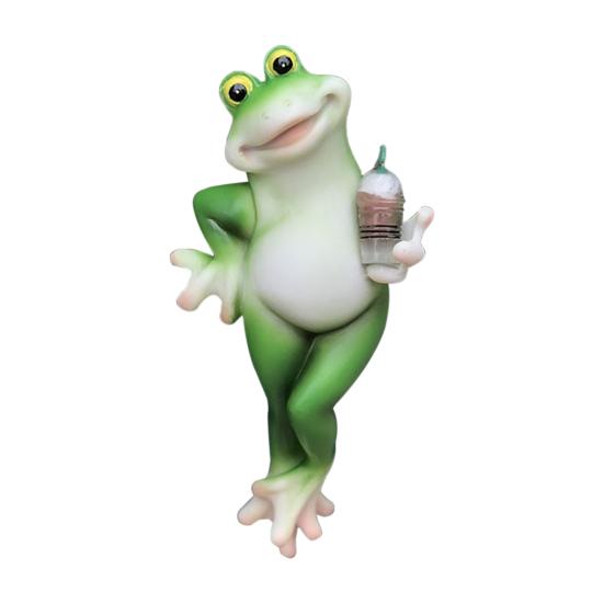 Miniature Frog Figurine Garden Drinking Frog Statue Planter Hugger Resin