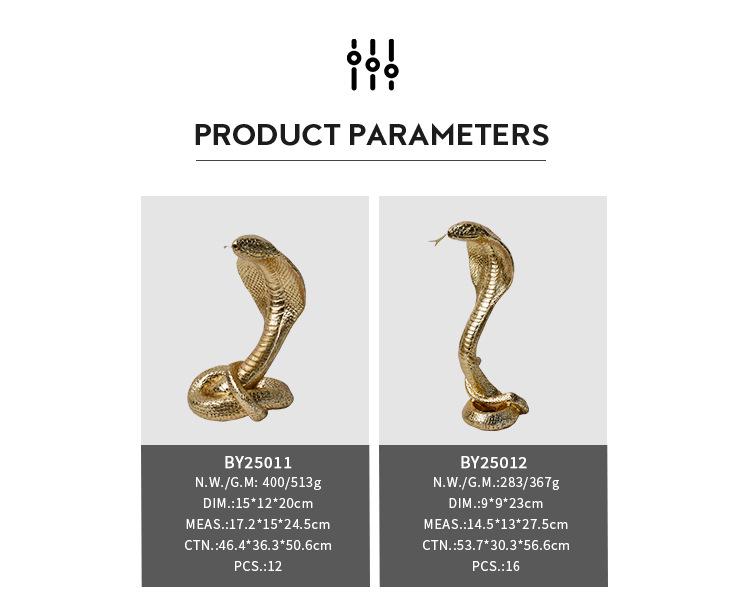 Golden Cobra Light Luxury Ornament for Living Room or Office Decor
