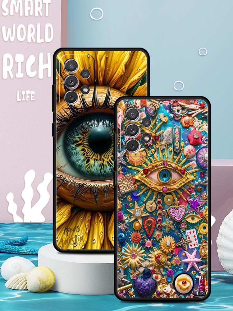 Fashion Eyelashes Eyes Phone Case for Samsung Galaxy A55 A35 A15 A14 A13 A25 A54 A51 A71 A72 A73 A32 A52 A41 5G Soft TPU Shell