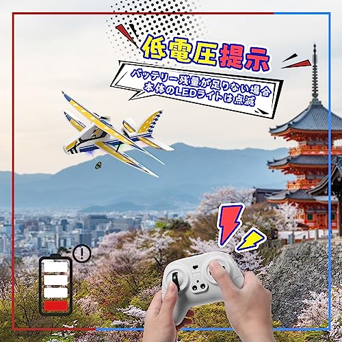 DEERC Radio-Controlled Glider Airplane, Fixed-Wing Jet, RC Kit, Under 100g, Kids' Beginner's Toy, Indoor/Outdoor Use, 3 Batteries, 24-Minute Flight Ti