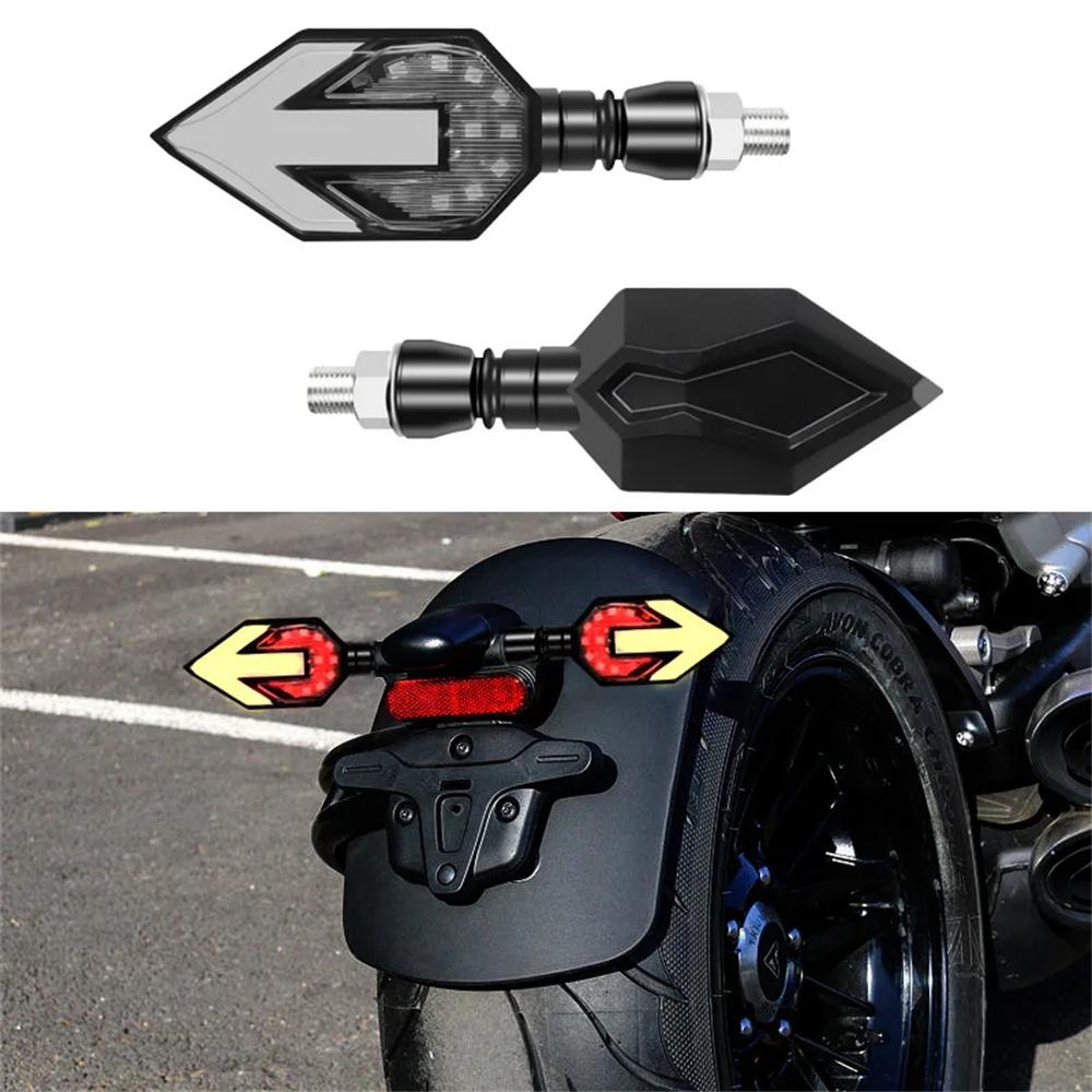 2PCS Indicators Flowing Turn Signal 2PCS Universal Motorcycle LED Flashing Turn Signal 12V Indicator Blinker Lamp (Color : Red)