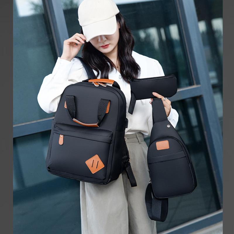 2025 Neuer Oxford Rucksack USB-Aufladung Dreiteiliges Set Reisetasche Unisex Business Computertasche Hohe Kapazität Freizeit Büchertasche