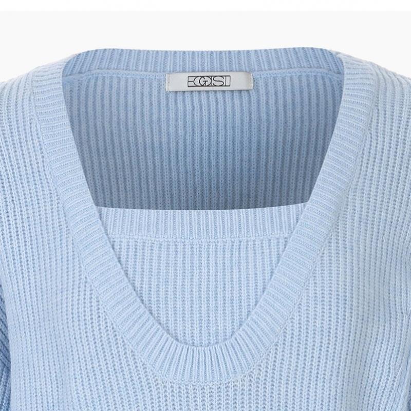 Egoist Shoulder Slit Ribbon Detail Knit Pullover  Es1kl163 