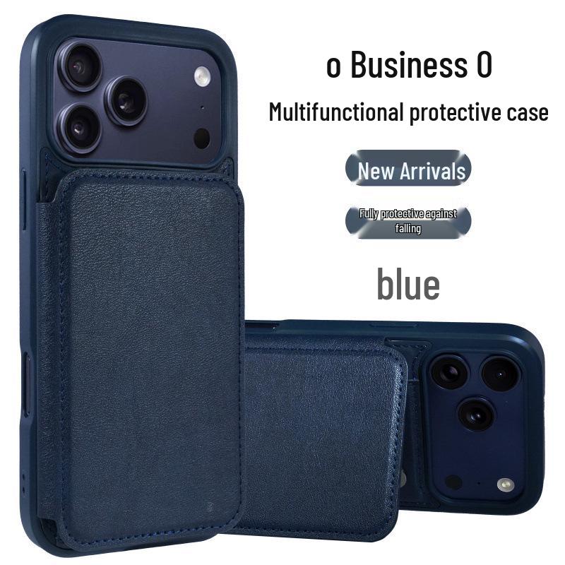 

iPhone 17 Pro Max Multi-Function Case: Magnetic Leather-Style Card Slot & Drop Protection iPhone 16 Pro темно-синий
