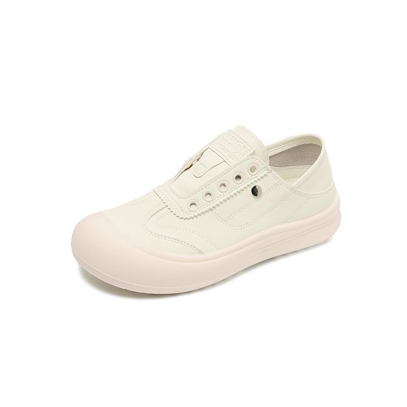 

Little white shoes women s single shoes autumn minimalist doll head simple fashion lace-up flat casual shoes women s board shoes 35