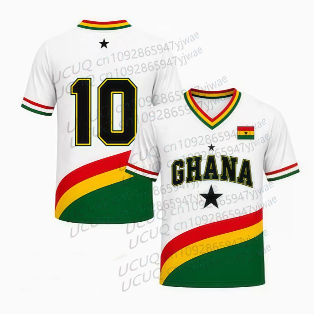 T-shirt Estiva Unisex con Stampa GHANA, Scollo a V, Manica Corta, Grafica, Maglie Taglie Forti, T-shirt Sportiva, Fan di Calcio