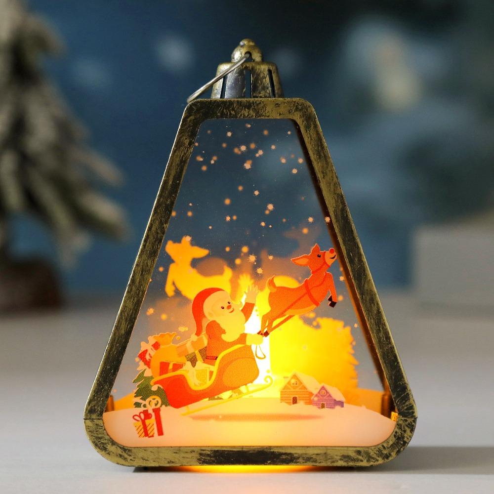 Soft Glowing Christmas Lantern Decor Vintage Style LED Glowing Decoration Window Sill Decor