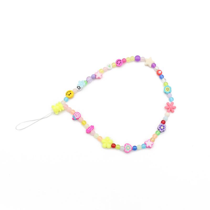 Mobile Phone Chain Beaded Colorful Cartoon Fruit Smiling Face Soft Pottery Letter Beaded To Prevent Mobile Phone from Hanging Chain.