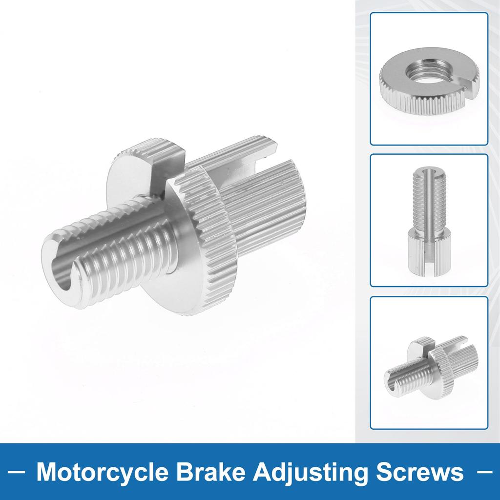 A ABSOPRO Motorcycle Brake Lever Ballet Adjuster Screw M10 Motorcycle Brake Adjustment Screw Silver Tone 2pcs
