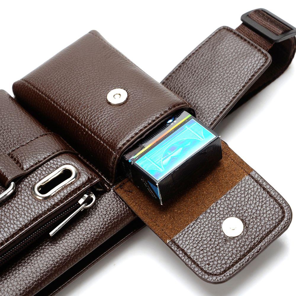 PU Leather Carry Case Purse Chest Bag Crossbody Bag Mens Belt Bag Phone Pouch Waist Packs