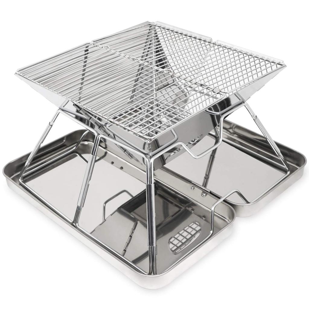 MOON LENCE Folding Stainless Steel Barbecue Pit for Compact and Perfect for Outdoor Includes Storage A101 Stove/Bonfire 2-4 People, Lightweight,