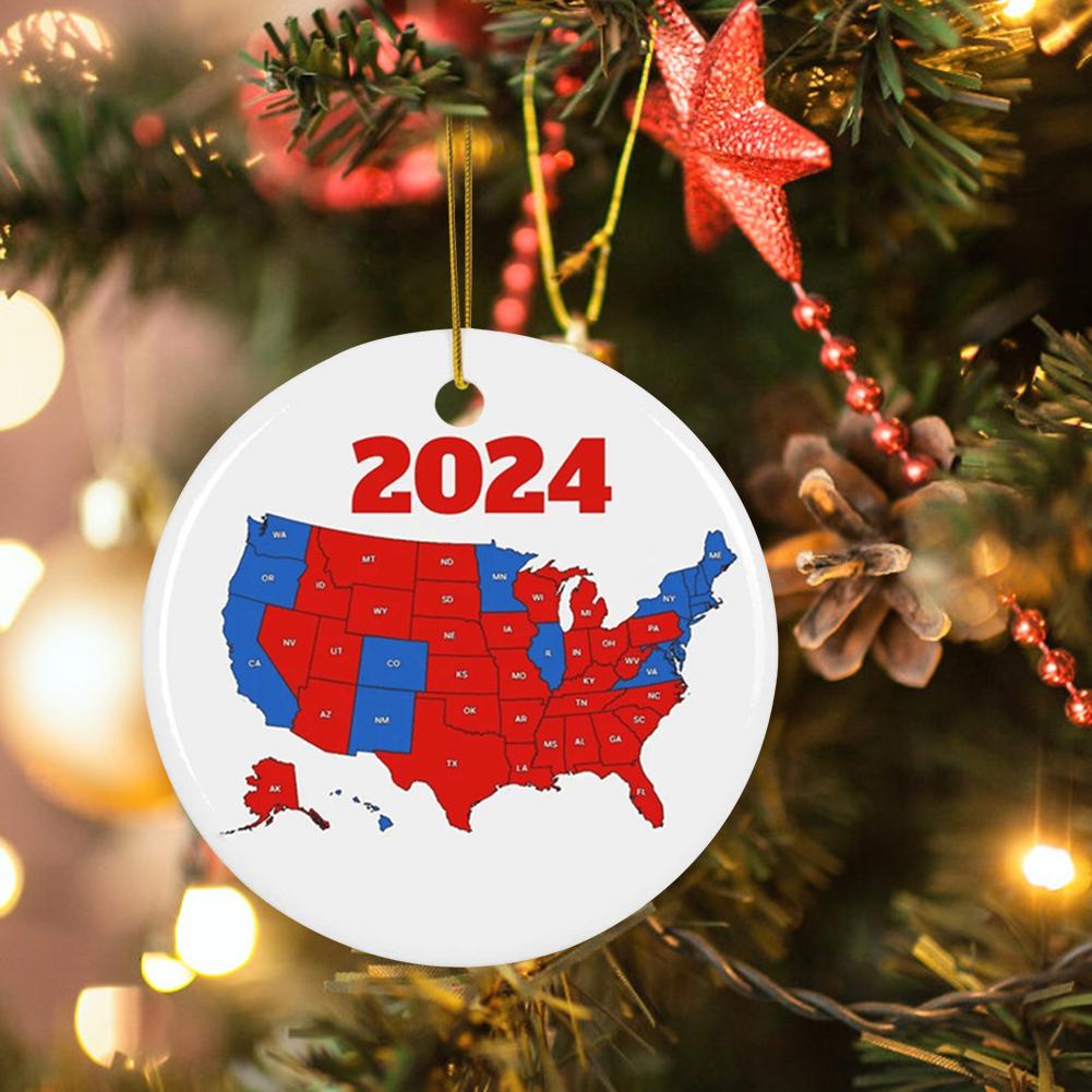 3pcs US Election Map Ornament 2025 2D Acrylic 2025 Election Results Map President Won Again Election Christmas Tree Decoration