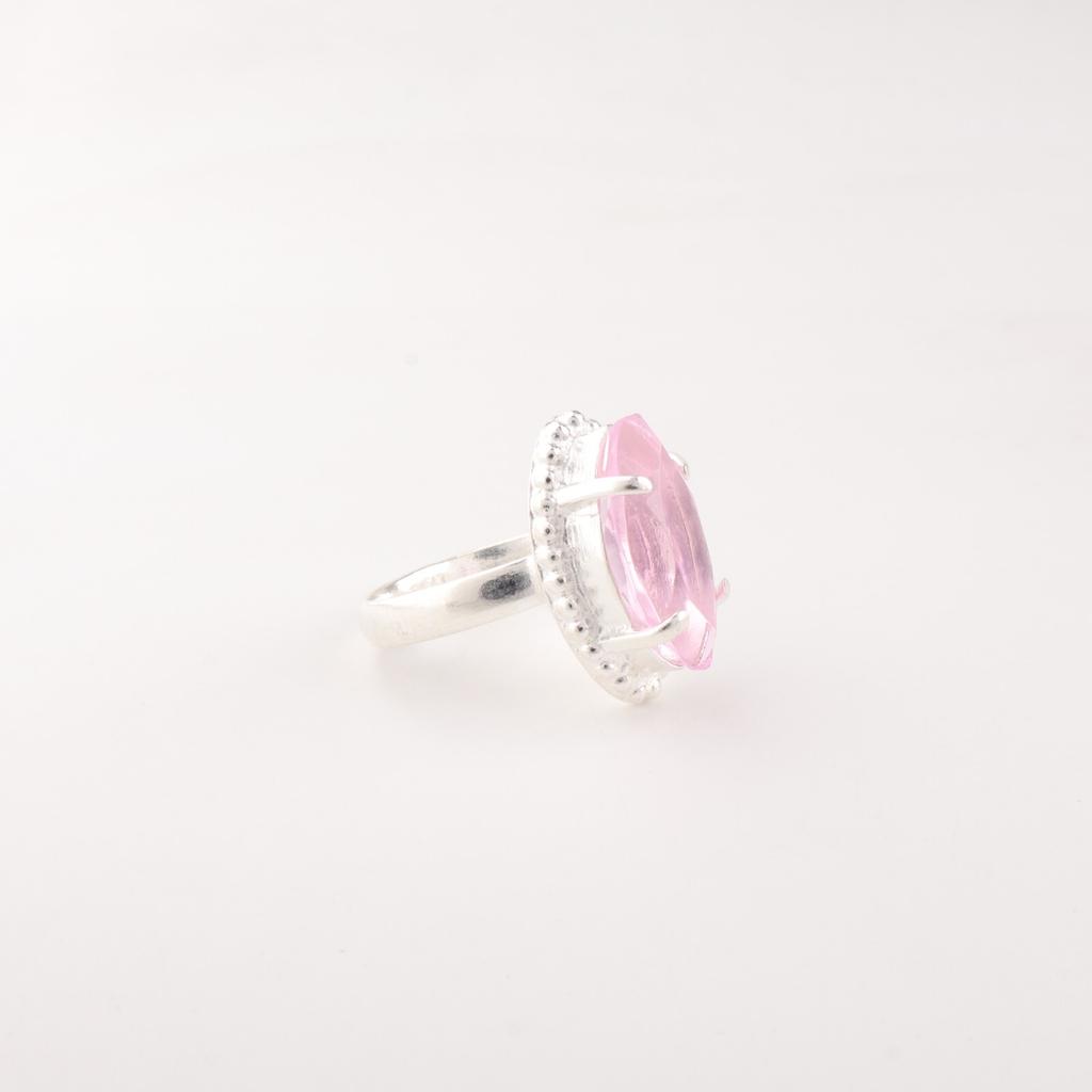 Piedra Preciosa Morganita Rosa Plata de Ley 925 Joyería Anillo Regalo Para Novia RR-64-7
