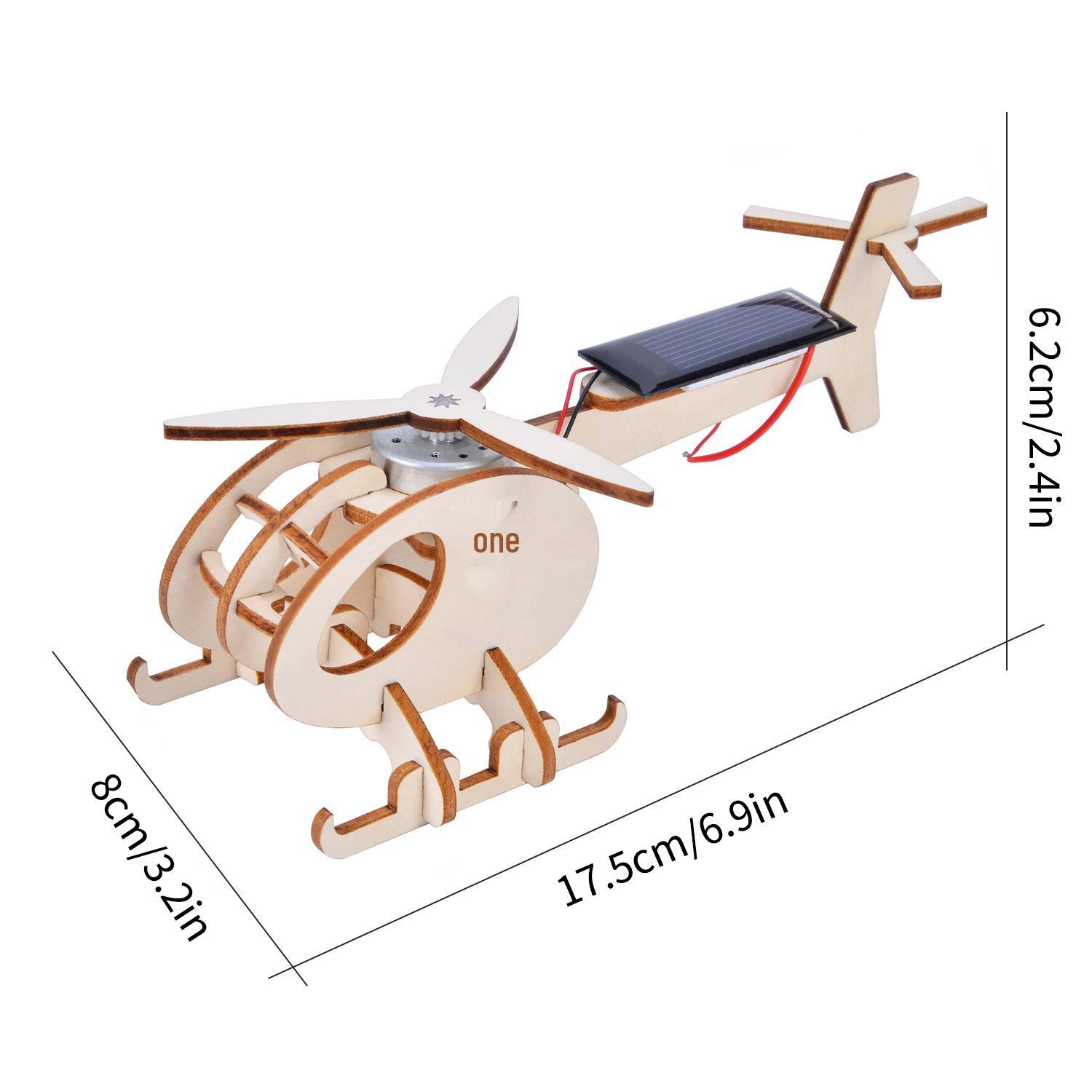 Custom DIY Wooden Solar-Powered Helicopter Toy Kit for Primary School Technology Education
