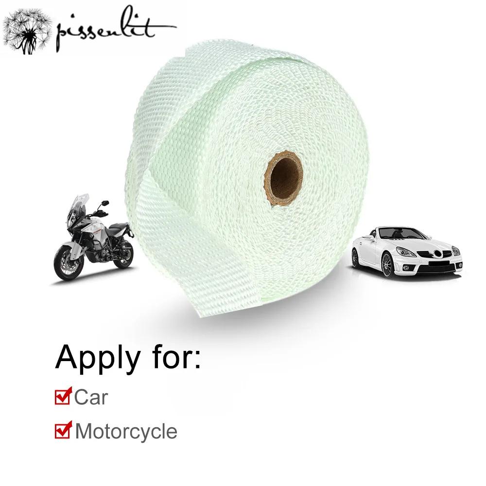 15m Titanium Thermal Motorcycle Exhaust Heat Pipe Resistant Insulation Wrap Fireproof Cloth Roll with 8pcs Stainless Ties