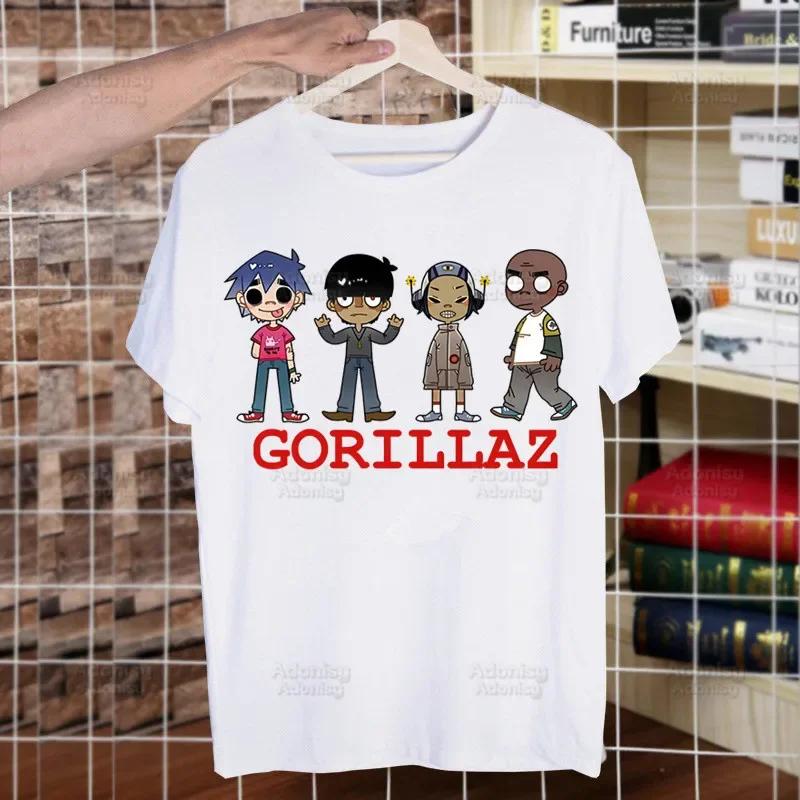 Gorillaz PUNK ROCK Cartoon Funny T Shirt Men New Casual Short Sleeve ChakaKhan Noodle Tshirt Homme Manga Unisex T-shirt Tees