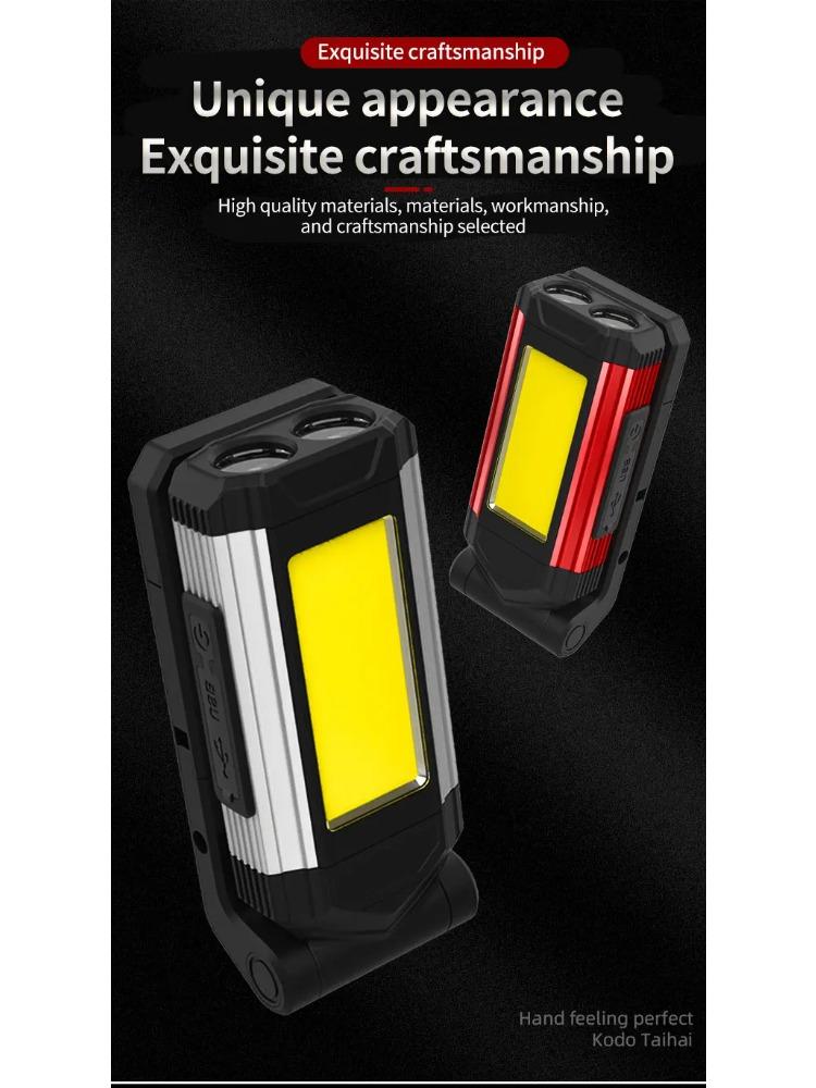 Portable COB Magnetic Work Light Rechargeable LED Flashlight Super Bright Camping Waterproof Car Repair Lamp with Brackets