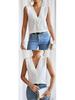 European and American Women's Summer V-Neck Layered Solid Color Top