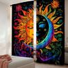 2Pcs Whimsical Abstract Sun Moon Pattern Curtains Fantasy Style Suitable For Living Room Dining Room Kitchen Bedroom Bathroom