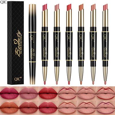 Lipstick, Lip Liner, Double-head Two-in-one Live Makeup, Rotating Lip Liner, Hook-up Lipstick.