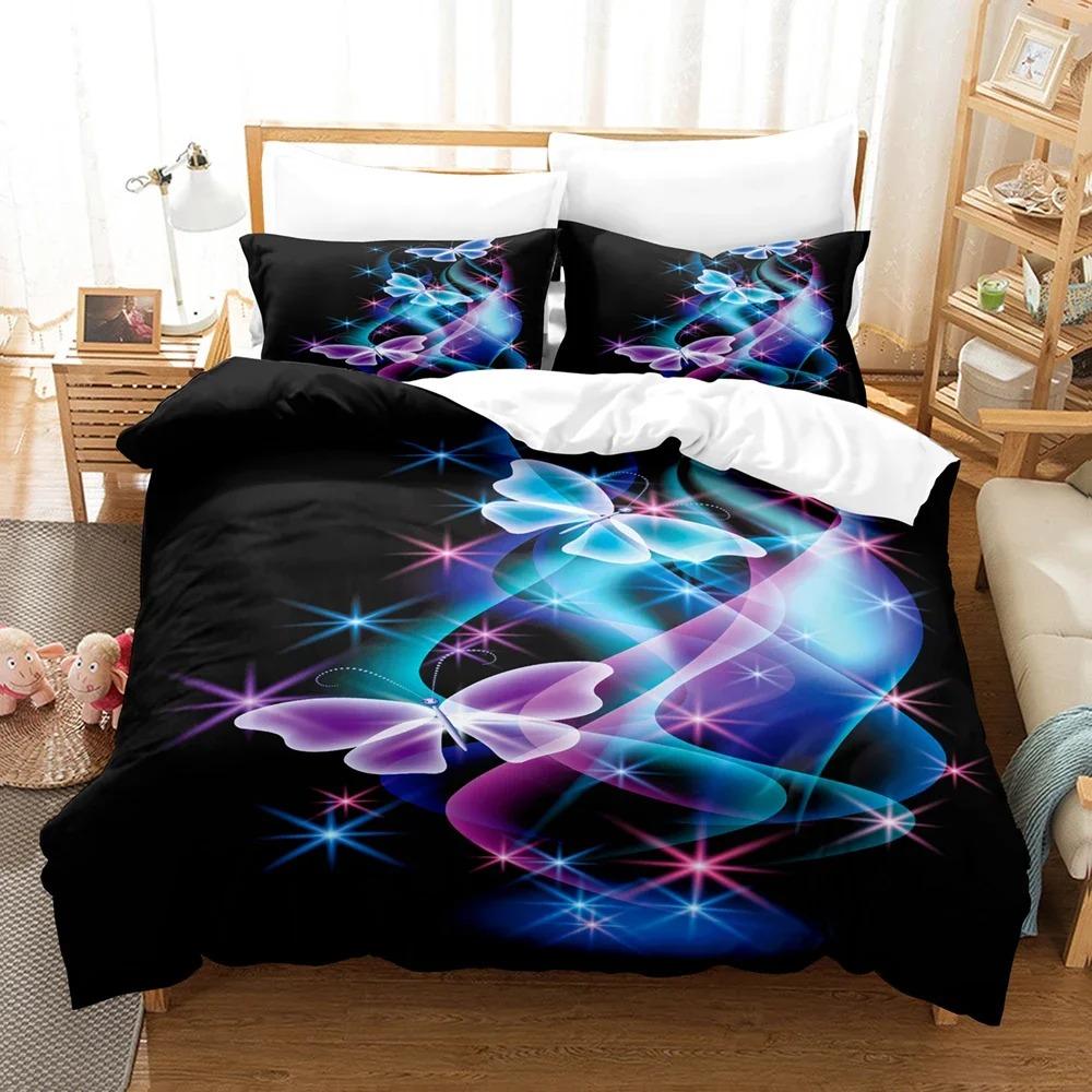 Magic Butterfly Pattern Duvet Cover with Pillow Cover Bedding Set Single Double Twin Full Queen King Size Home Bed Cover Set