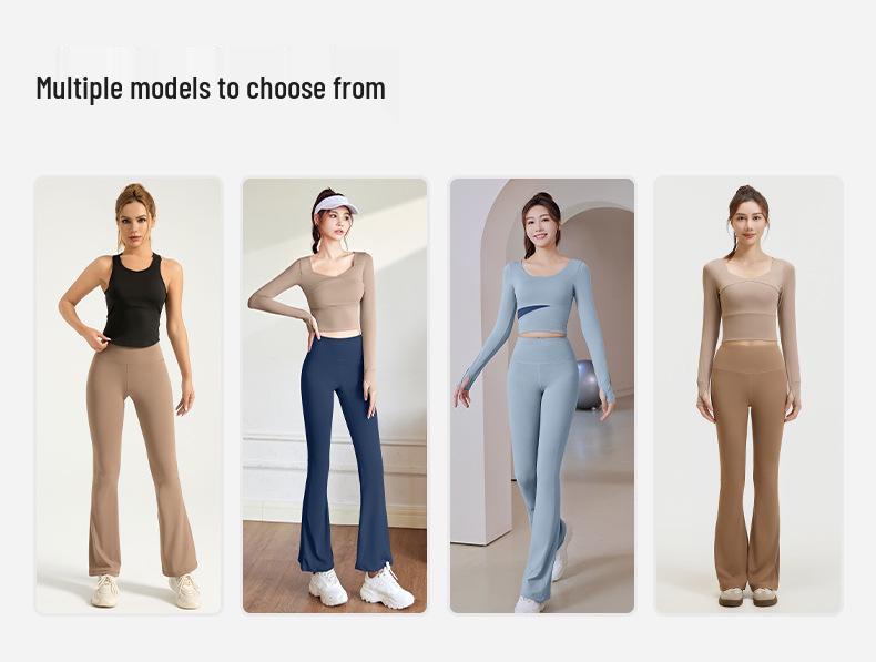 Juyi Tang Höga Midje Flare Yoga Leggings - Naken Känsla Pilates Fitness Byxor