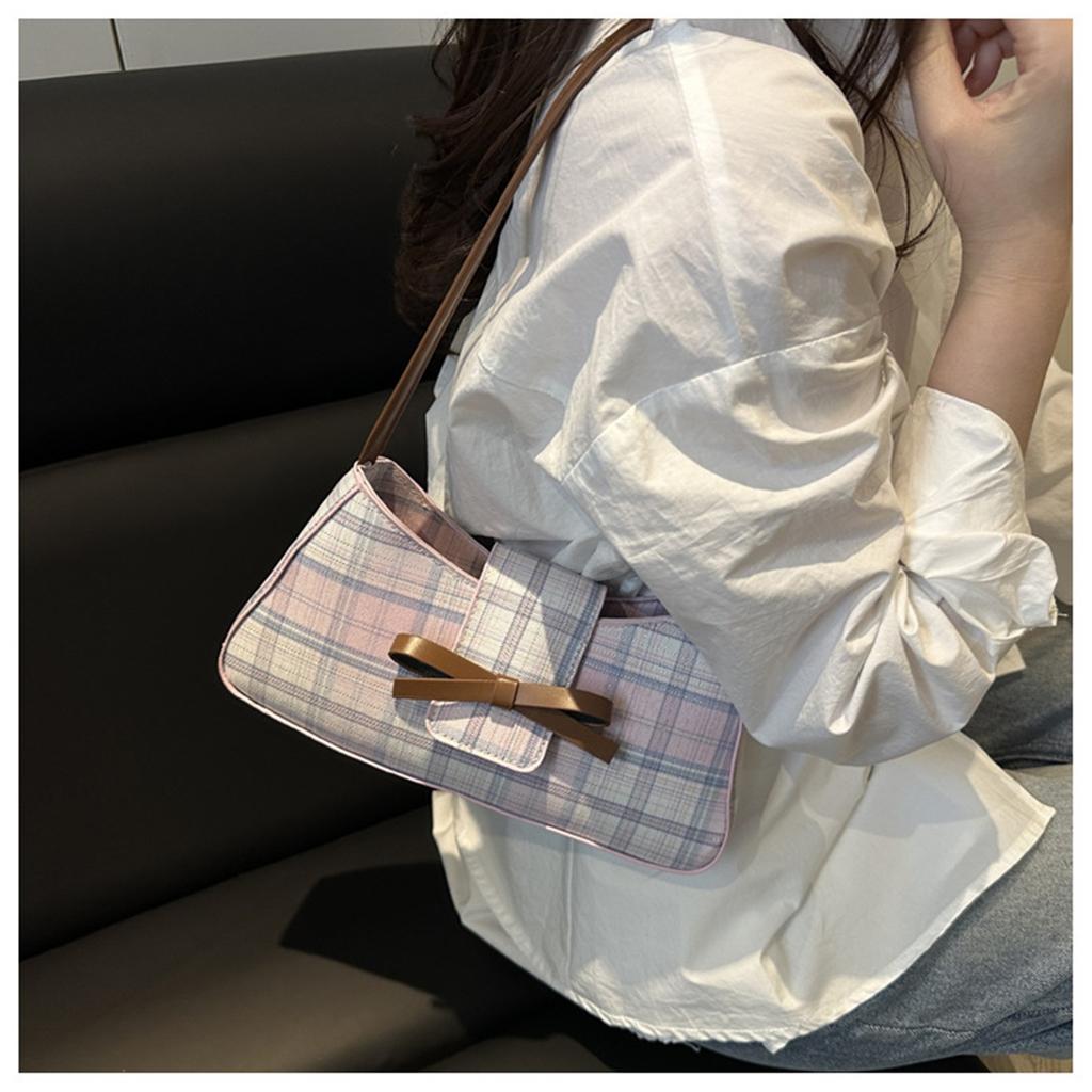 Casual Street Checkered Japanese Trend Simple Fashion Shoulder Armpit Crossbody Bag for Women