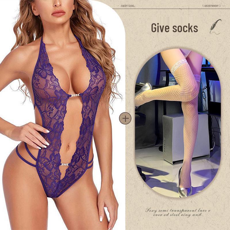 European & American Alluring See-Through Backless Lace-Up Shaping Lingerie