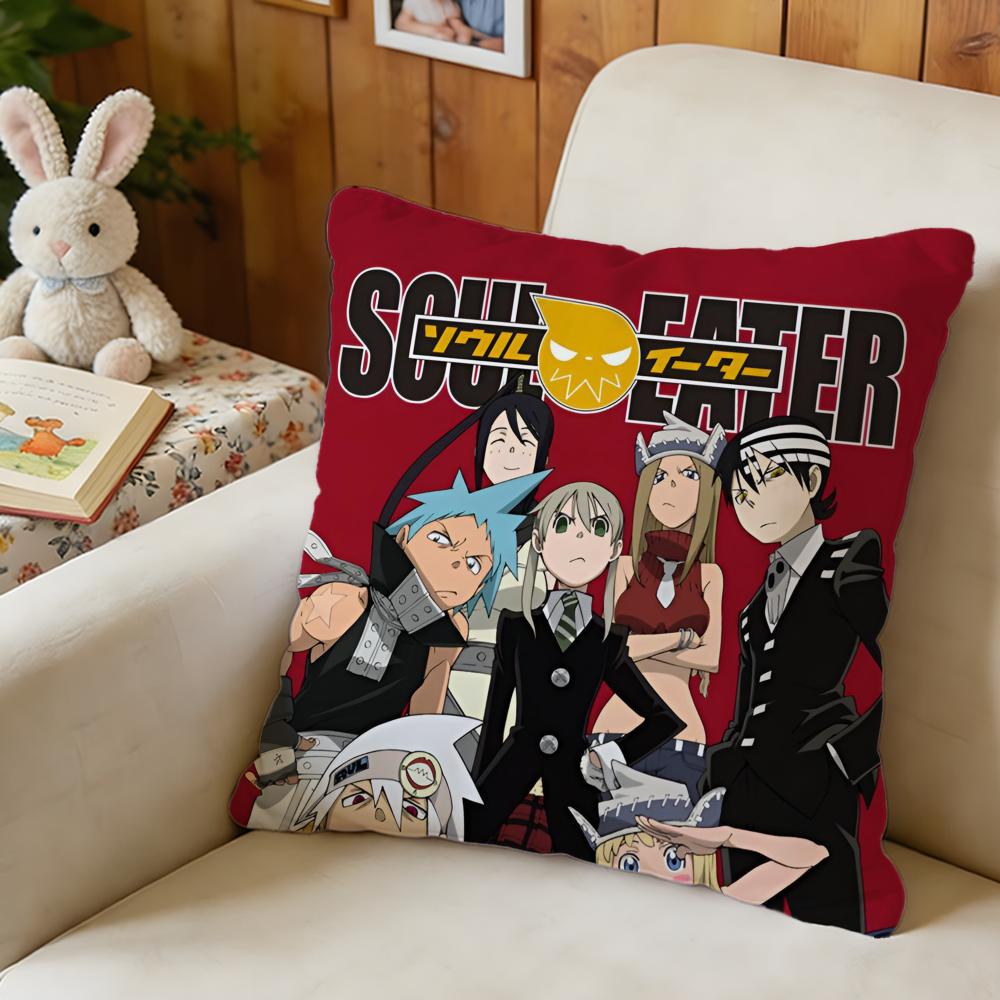 Cushion Cover Short Plush Throw Pillow Soft Washable Sofa Bed Office Cushion Hot Anime S-Soul Eaters