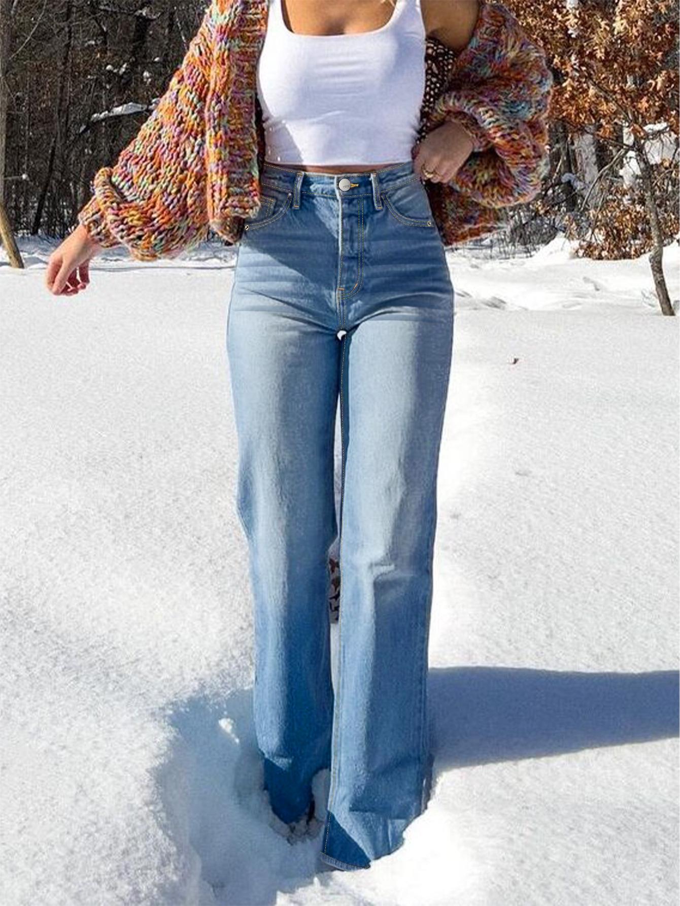 Горячий продавец TikTok: Джинсовые брюки большого размера с высокой эластичностью, узкие и широкие, для трансграничной торговли в Европе и Америке, только для профессионального использования M