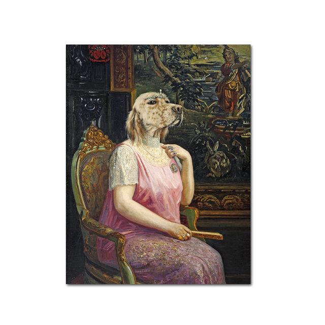 Decor retro, artă de perete, poster cu animale de epocă, pictură în ulei, pânză, decorarea camerei de acasă, imagine cu mașină pentru câine, pentru designul casei, fără cadru