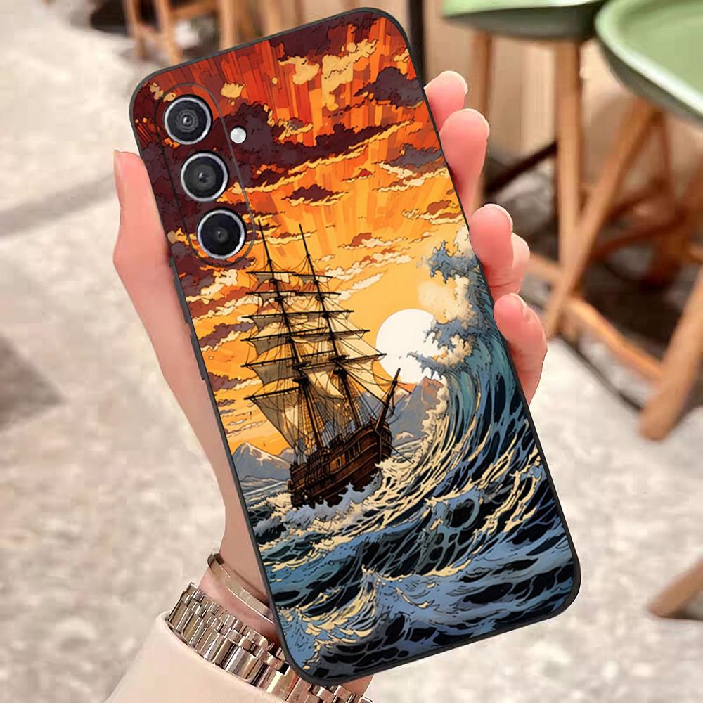 Sailing Boat Art Paintings Phone Case For Samsung S25 Edge S24 S23 S22 S21 S20 Ultra Plus Fe Galaxy A54 A53 A34 A25 A16 Silicon