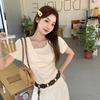 Gentle Folds Irregular One-word Collar Off-the-shoulder Short-sleeved T-shirt Women's Summer New Niche Design Top