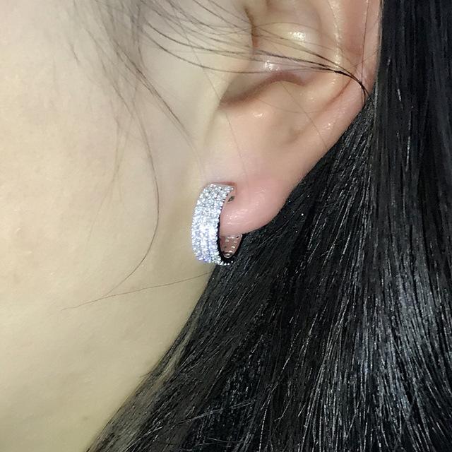 18K Satu Warna Emas Putih Anting Berlian Asli Bulat Perhiasan Pernikahan Romantis untuk Wanita Mewah Anting Perhiasan Emas Daimond Brincos