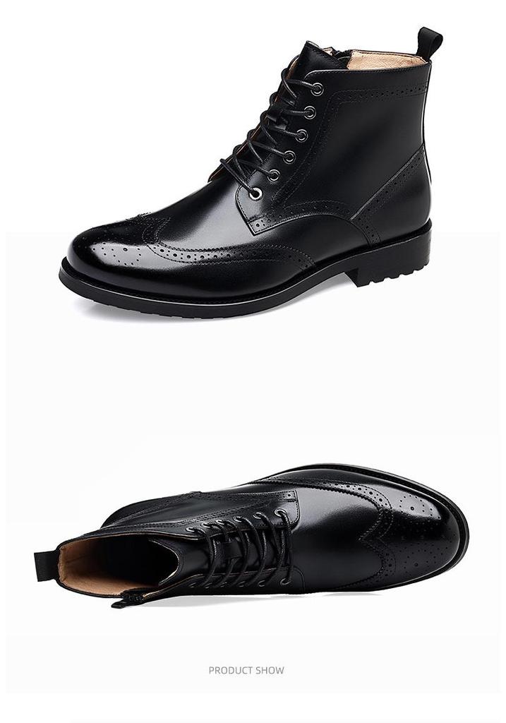Men's Hand-Carved Leather High-Top Martin Boots: Casual Business Style