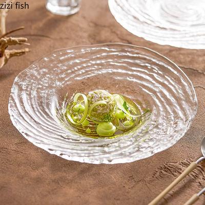 Creative Water Ripple Glass Deep Plate Soup Plate Pasta Plate Dessert Plates Restaurant Molecular Cuisine Specialty Tableware